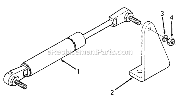 Gas Spring Kit Diagram and Parts List for 1105 135-292-100, 135-292-399, 0350039U, 136-292-1 Cub Cadet Lawn Mower